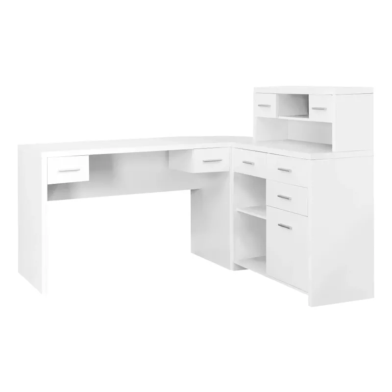 Computer Desk/ Home Office/ Corner/ Left/ Right Set-up/ Storage Drawers/ L Shape/ Work/ Laptop/ Laminate/ White/ Contemporary/ Modern