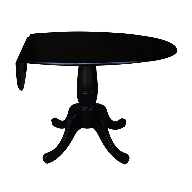 42" Round Dual Drop Leaf Pedestal Table - 29.5"h - Black