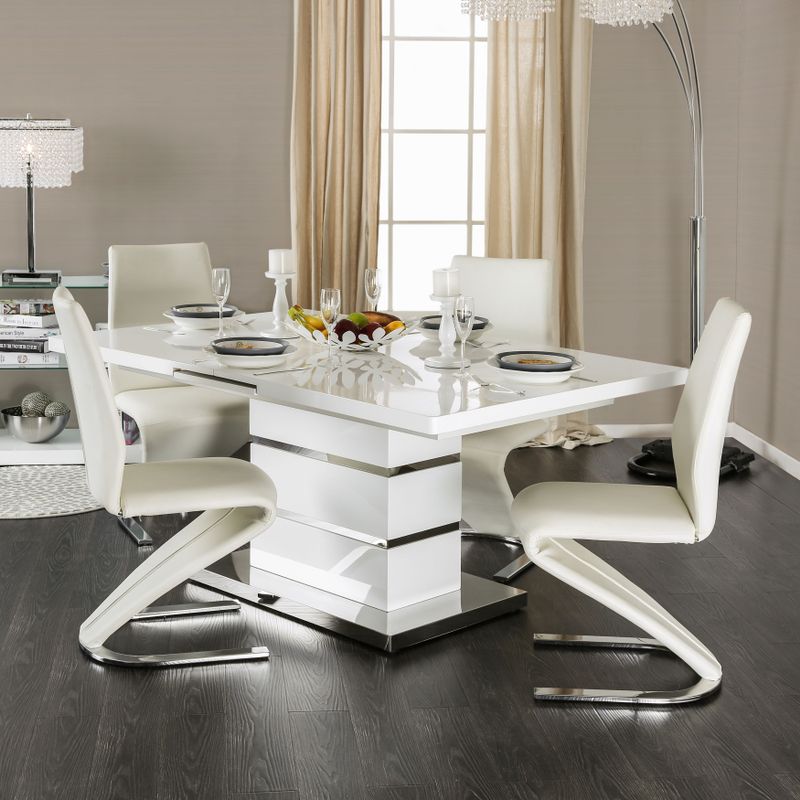 Furniture of America Novas Contemporary 5-piece Glossy White Expandable Dining Set - White