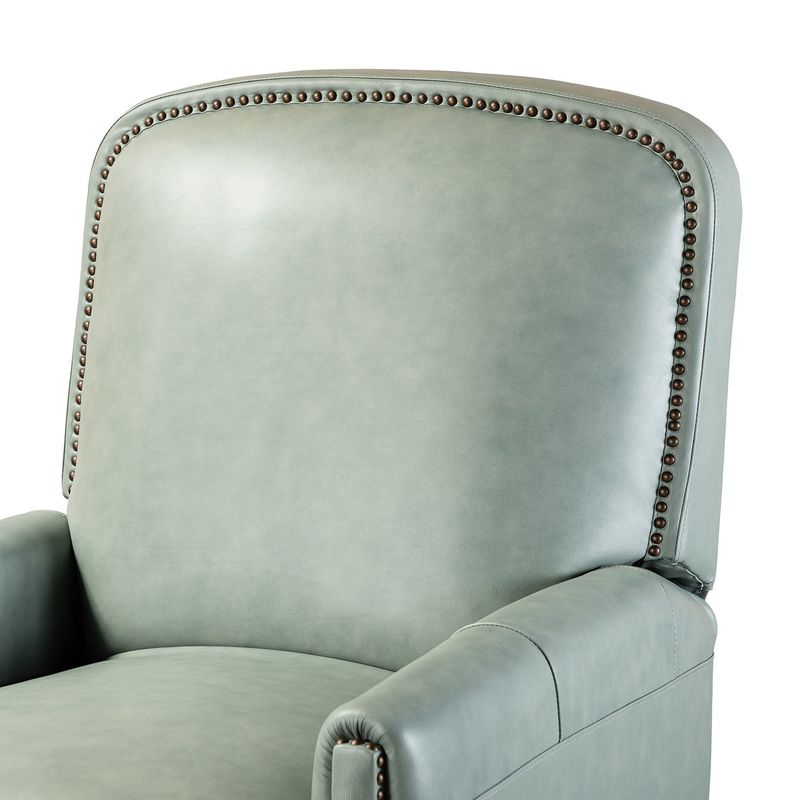 Gladis Genuine Leather Recliner with Nail Head Trim - GREEN