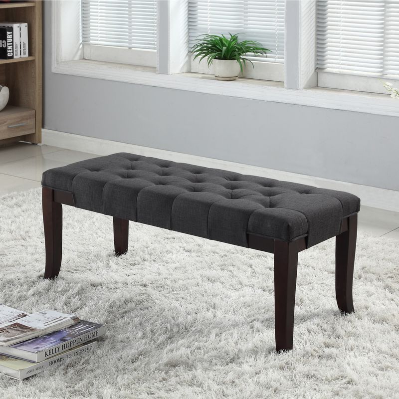 Copper Grove Bloodroot Linon Tufted Ottoman Bench - Brown - Fabric