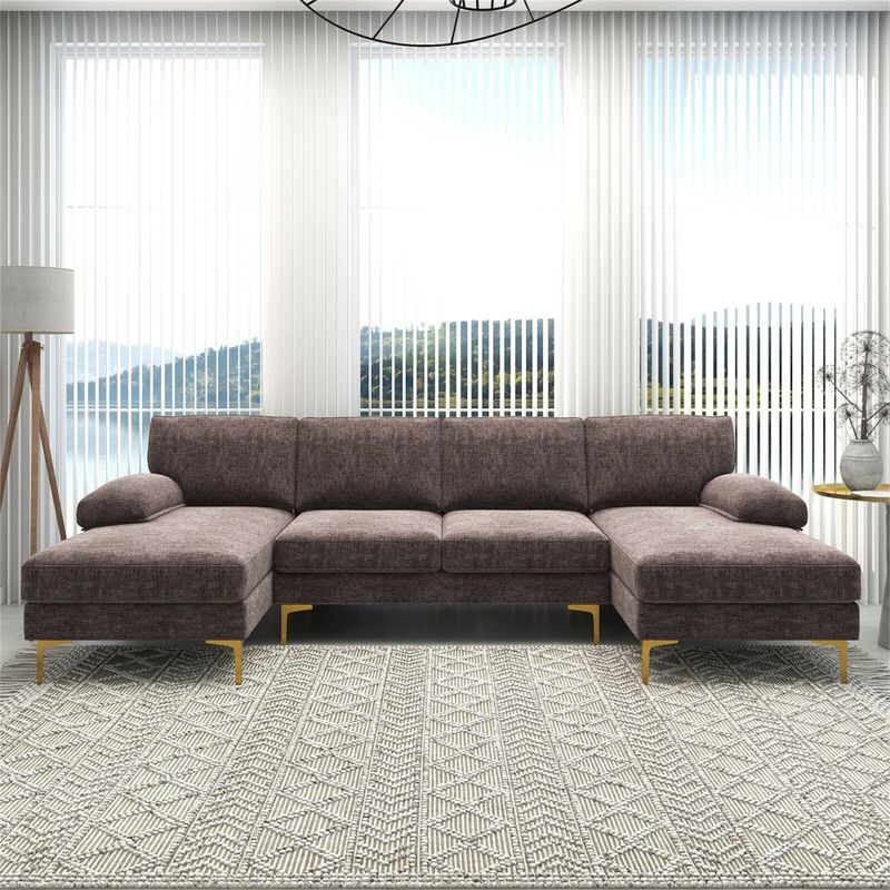 Fabric Symmetrical Modular Corner Sectional Sofa - Teal