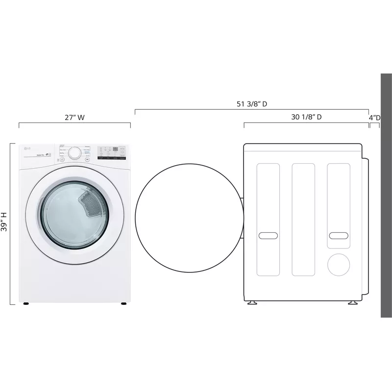 LG - 7.4 Cu. Ft. Electric Dryer with Wrinkle Care - White