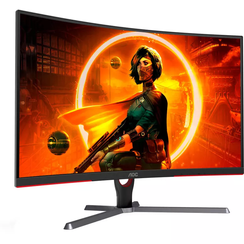 AOC - CQ32G3SE 32" LCD Curved QHD FreeSync Premium Monitor - Black/Red