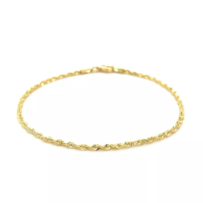 2.0mm 10k Yellow Gold Diamond Cut Rope Anklet (10 Inch)