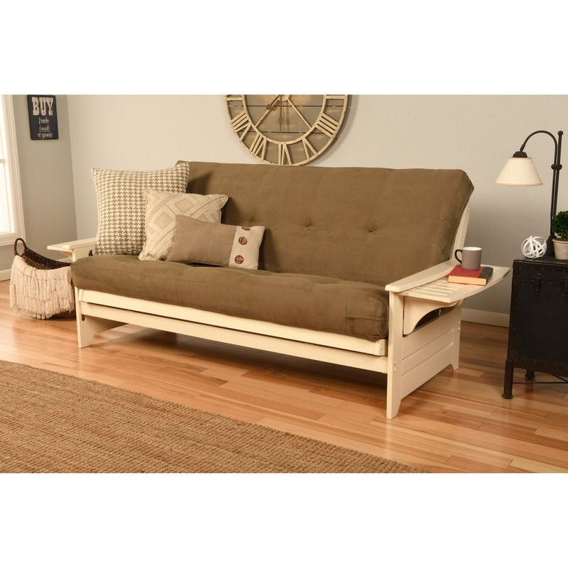 Copper Grove Dixie Futon Frame in Antique White Wood with Innerspring Mattress - Peter's Cabin