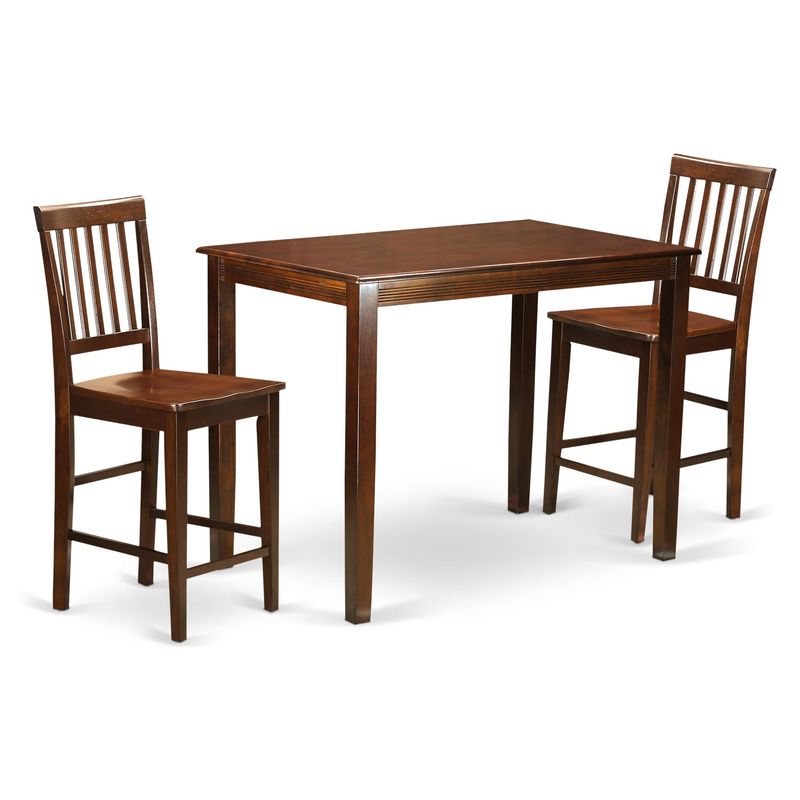 Natural Solid Wood 3-piece Counter Height Dining Set - Microfiber