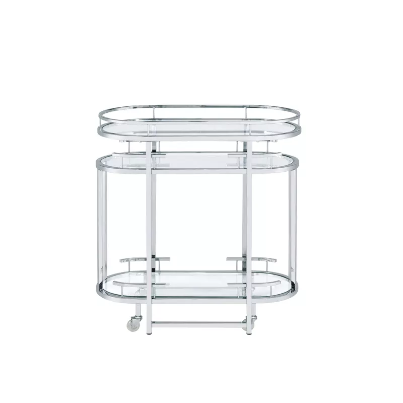 ACME Piffo Serving Cart Set, Clear Glass & Chrome Finish