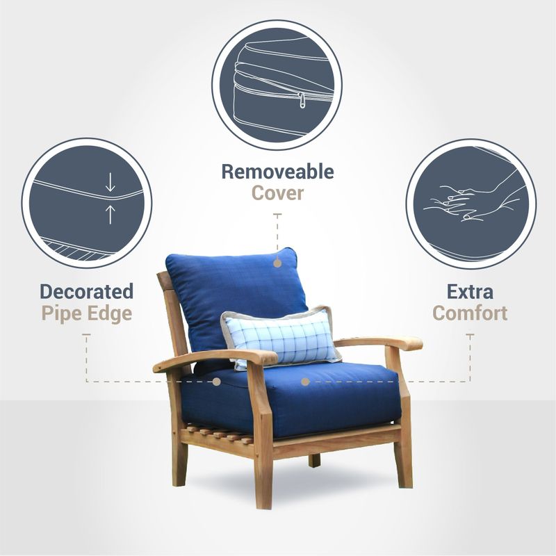 Rent to own Cambridge Casual Leon Teak Patio Lounge Chair with Cushion Weathered Teak/Off