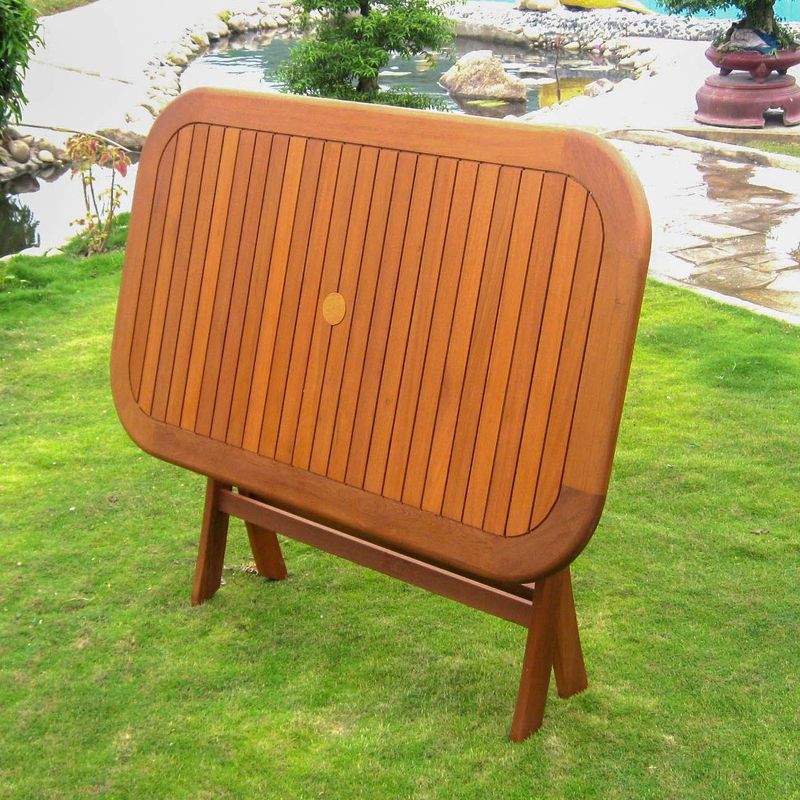 International Caravan Royal Tahiti 48-inch Folding Dining Table - Weather Resistant/Folding Table/Umbrella Hole - X-Cross/Legs -...