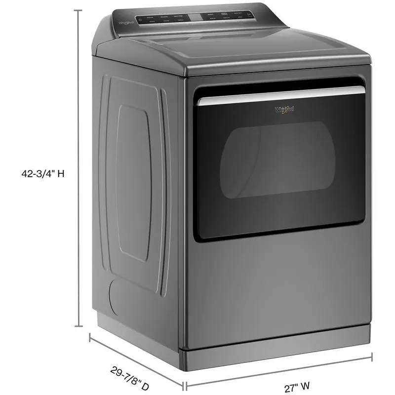 Whirlpool - 7.4 Cu. Ft. Smart Electric Dryer with Steam and Advanced Moisture Sensing - Chrome Shadow