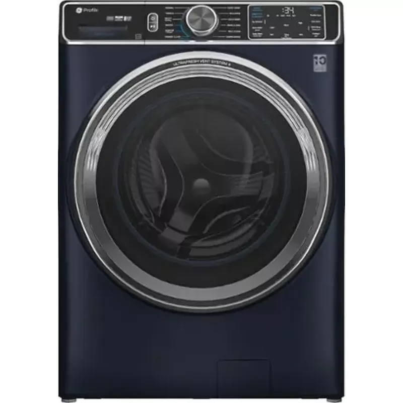 GE Profile - 5.3 Cu. Ft. Stackable Smart Front Load Washer with Steam and UltraFresh Vent System+ With OdorBlock - Saphire Blue