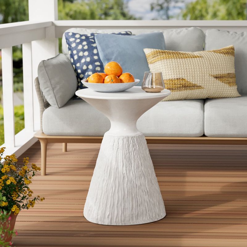 COSIEST Outdoor Indoor Pedestal End Table, Plant Stand (Color Options) - White - 2pc