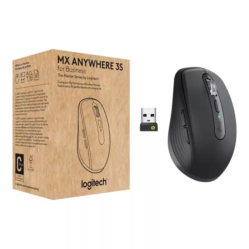 Logitech MX Anywhere 3S for Business - Wireless Mouse  Graphite - mouse - compact - Bluetooth - graphite