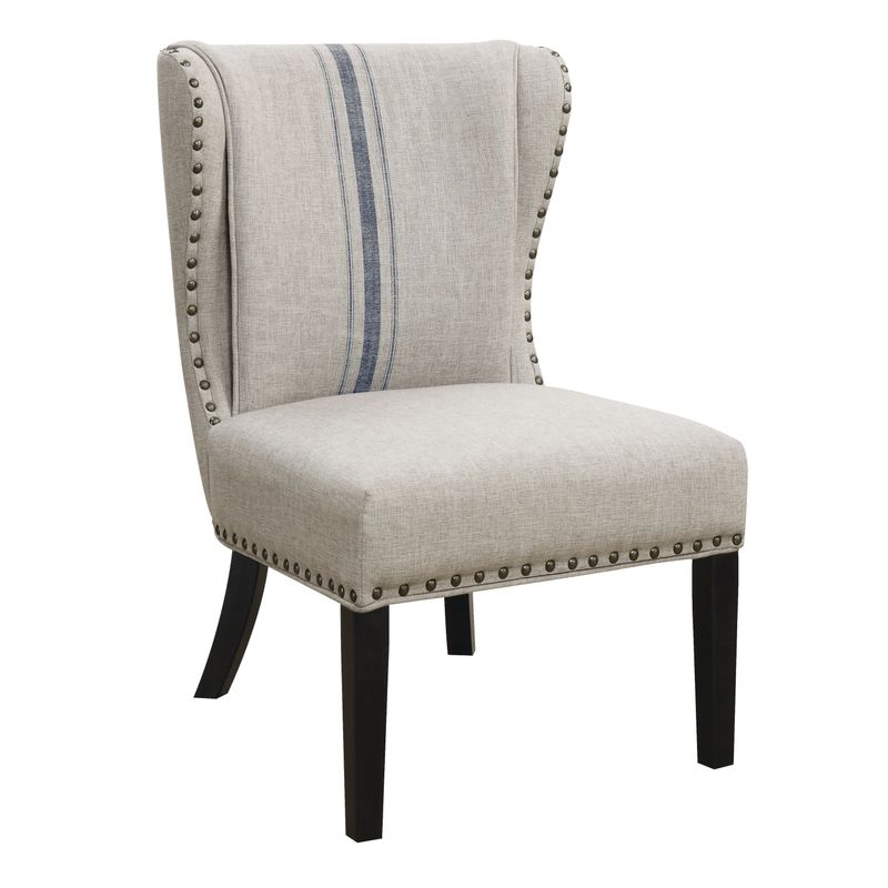 Traditional Grey and Blue Accent Chair - 25.75" x 29.50" x 37.50" - Grey/Blue