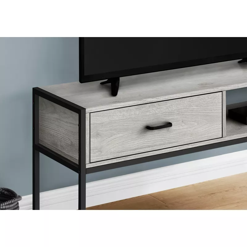 TV Stand/ 48 Inch/ Console/ Media Entertainment Center/ Storage Drawer/ Living Room/ Bedroom/ Laminate/ Metal/ Grey/ Black/ Contemporary/ Modern