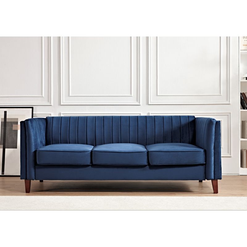 Line Tufted Square Design Sofa - Dark Blue