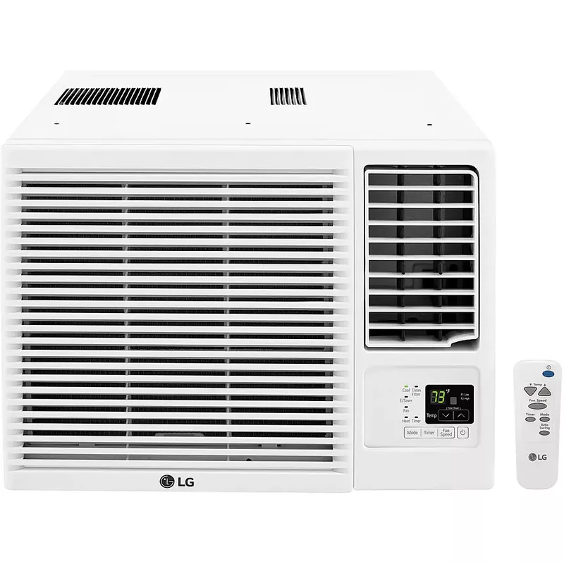 LG - 18,000 BTU 230V Window-Mounted Air Conditioner with 12,000 BTU Supplemental Heat Function - White