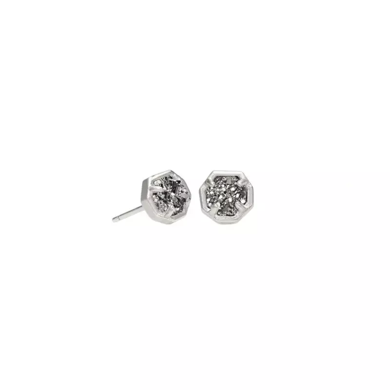 Kendra Scott Nola Silver Stud Earring (Rhodium/Platinum Drusy)