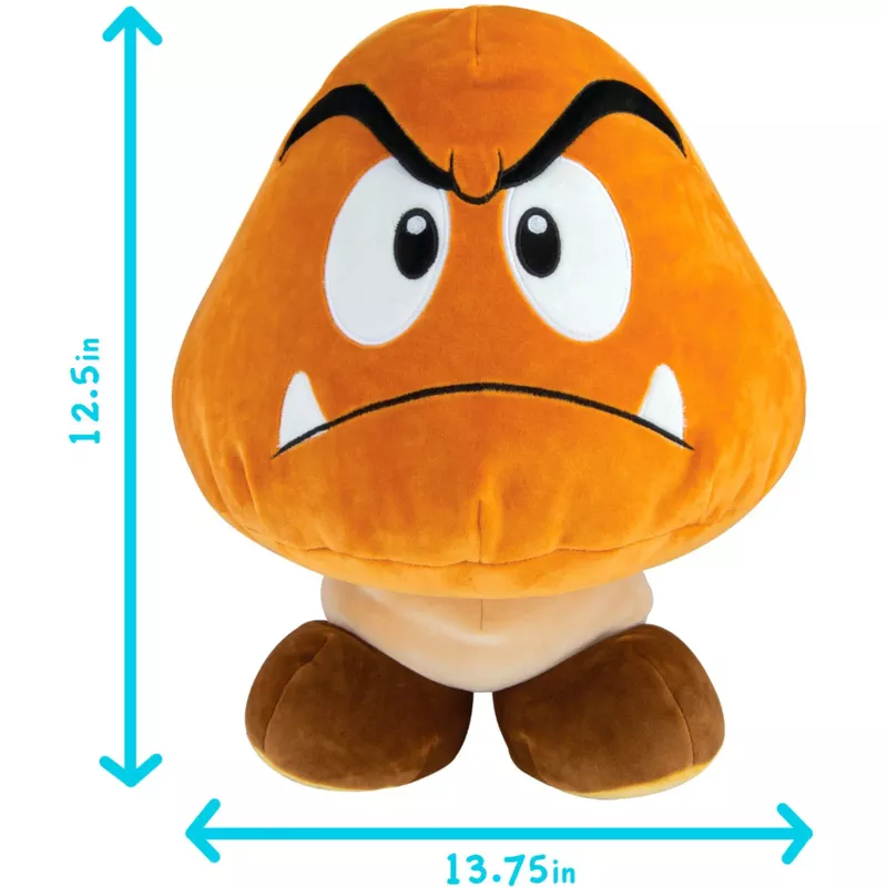 TOMY - Club Mocchi-Mocchi- Super Mario Goomba Mega 15 inch Plush Stuffed Toy - Multicolor