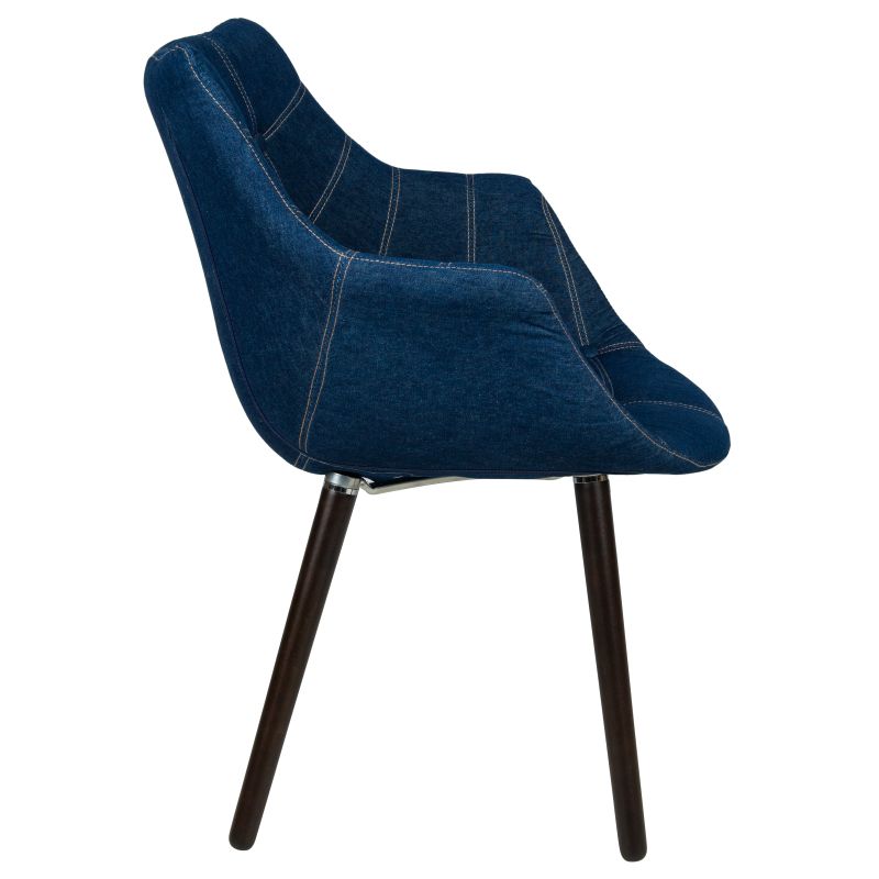 LeisureMod Milburn Tufted Denim Lounge Chair, Set of 2 - Blue