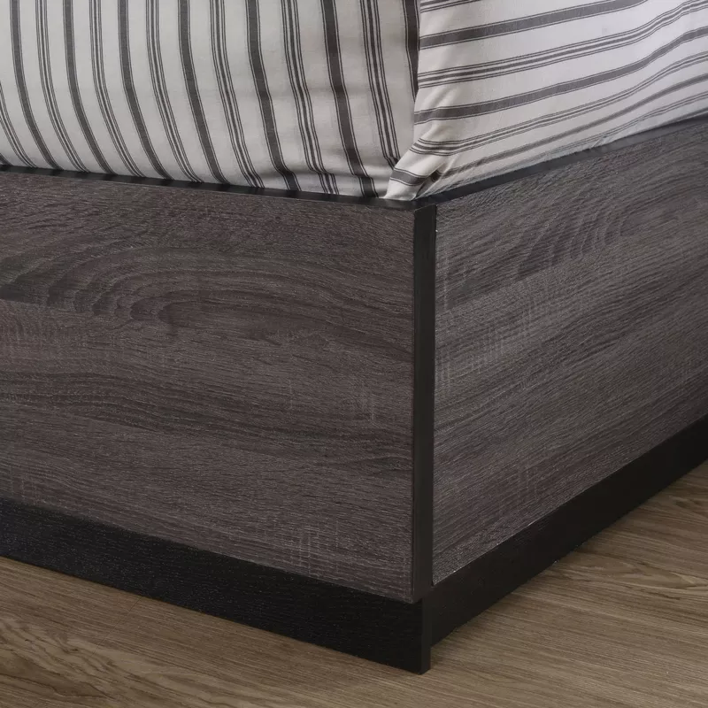 Contemporary Wood Queen Storage Panel Bed in Gray