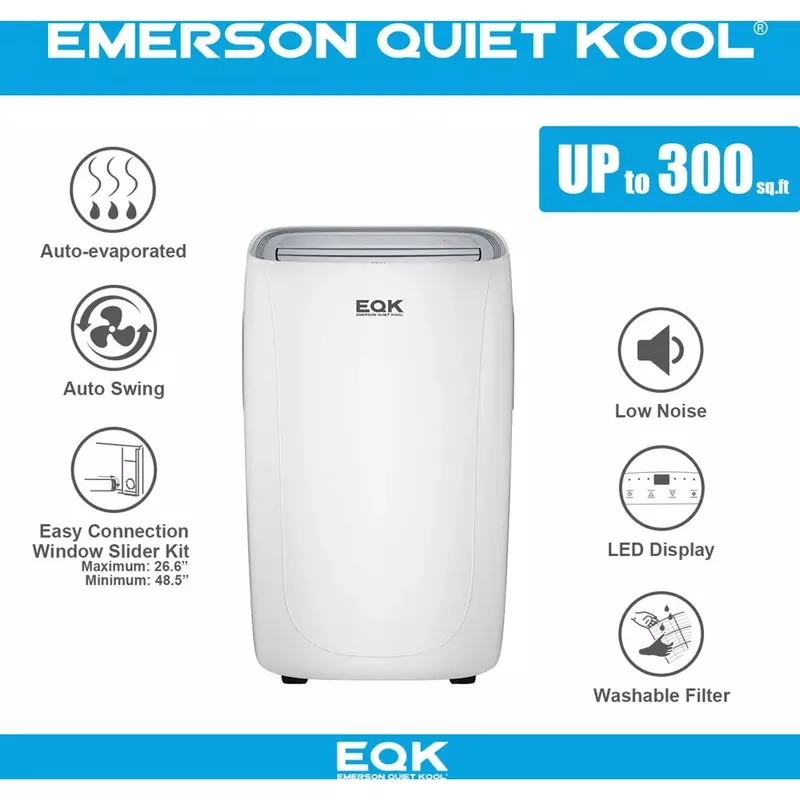 Emerson Quiet Kool - SMART Portable Air Conditioner with Remote, Wi-Fi, and Voice Control for Rooms up to 300-Sq. Ft.