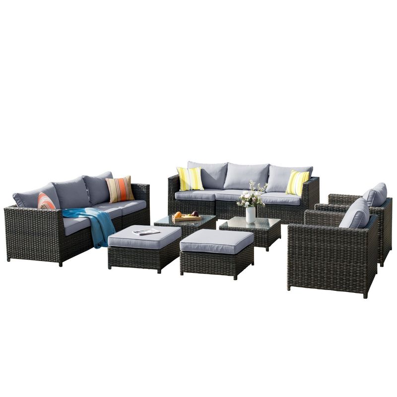 Rent to own OVIOS Patio Furniture Deep Seat Wicker 12piece Set with
