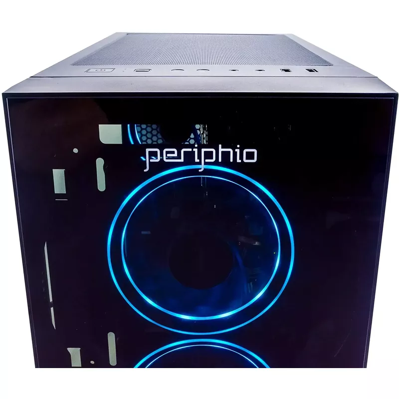 Periphio Blue Gaming PC Tower Desktop Computer, Intel Quad Core i5 3.4GHz, 16GB RAM, 120GB SSD + 1TB 7200 RPM HDD, Windows 10, Nvidia GT1030 Graphics Card, RGB, HDMI, Wi-Fi