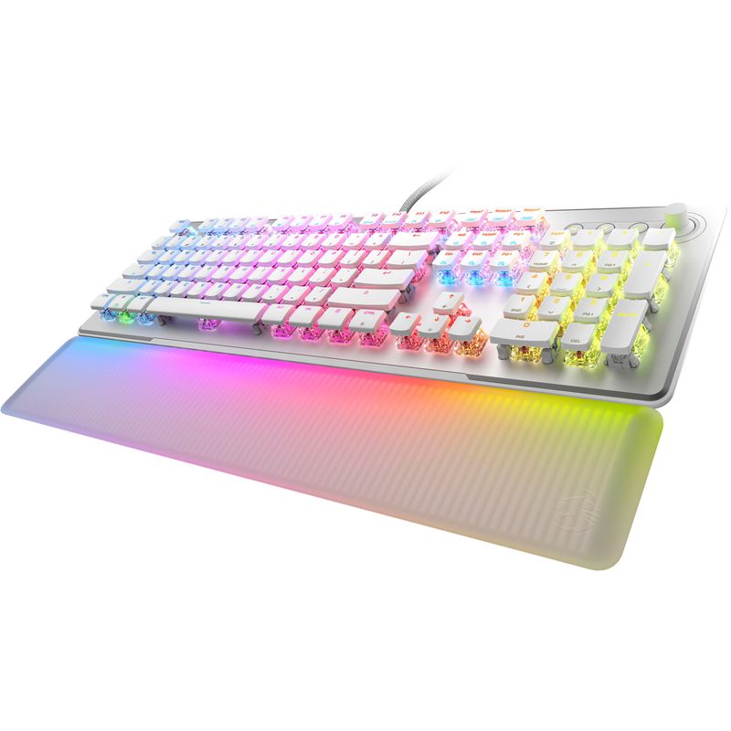 Angle Zoom. ROCCAT - Vulcan II Max Full-size Wired Keyboard with Optical Titan Switch, RGB Lighting, Aluminum Top Plate and Palm Rest - Whit