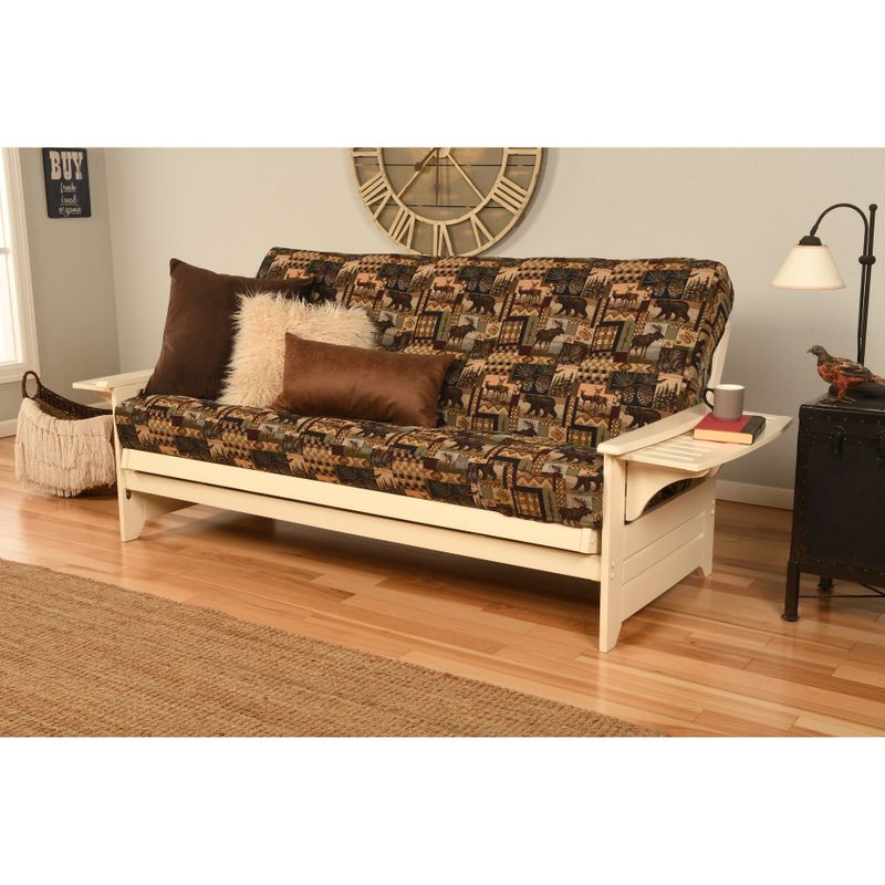 Copper Grove Dixie Futon Frame in Antique White Wood with Innerspring Mattress - Peter's Cabin