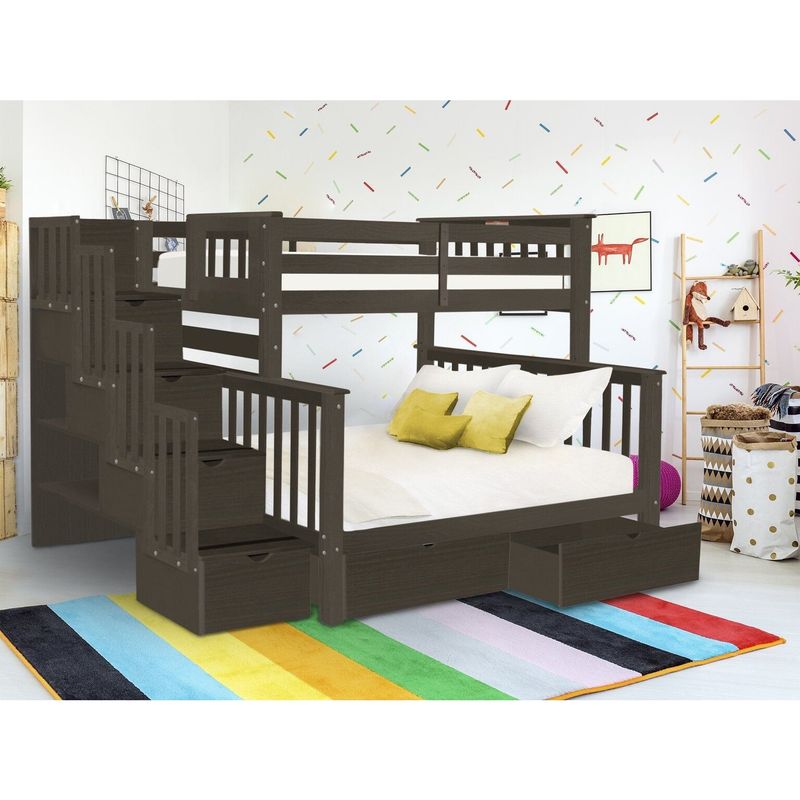 Taylor & Olive Trillium Twin over Full Stairway Bunk Bed with Drawers - Dark Cherry