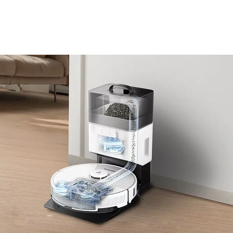 Roborock - S8 Plus-WHT Wi-Fi Connected Robot Vacuum & Mop with Self-Empty Dock - White
