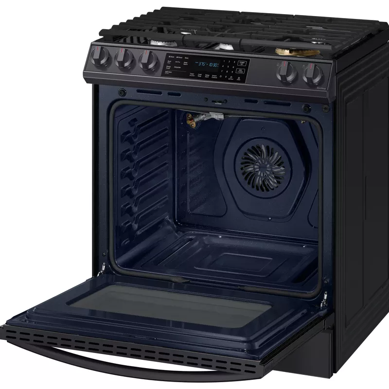 Samsung 6.0-Cu. Ft. Front Control Slide-In Gas Range with AirFry, Brushed Black