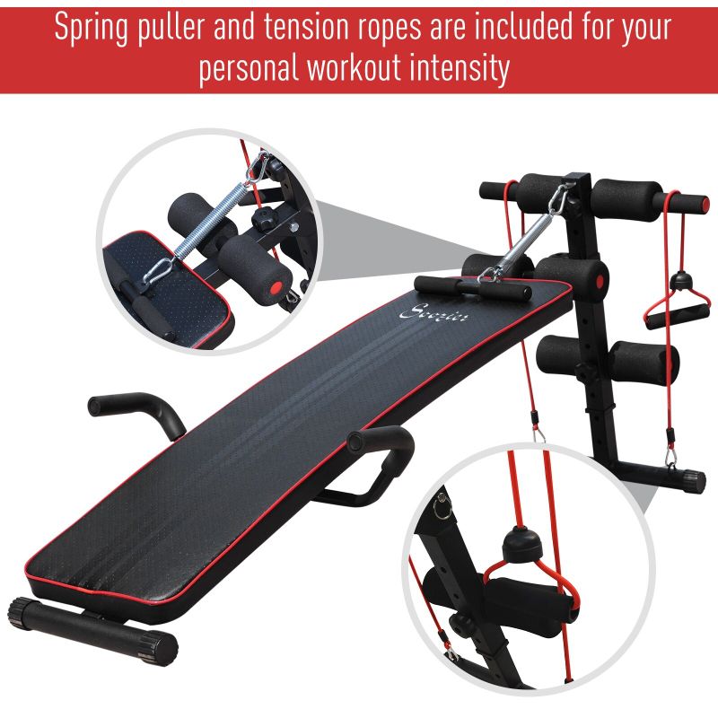 Soozier Sit Up Bench Core Workout Adjustable Thigh Support  for Home Gym Black - Black