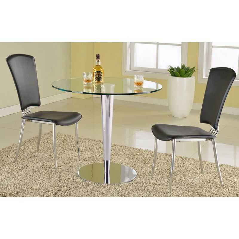 Somette Rand Round Glass and Chrome Dining Table - Rand Round Glass/Metal Chrome Dining Table