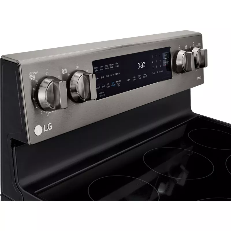 LG 6.3-Cu. Ft. Electric Smart Range with InstaView and AirFry, Black Stainless Steel