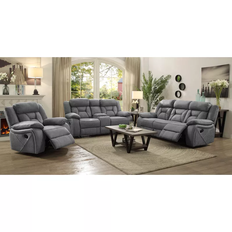 Higgins Overstuffed Upholstered Glider Recliner Grey