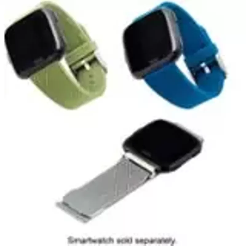 WITHit - Band Kit for Fitbit Versa, Versa Lite and Versa 2 (3-Pack) - Silver/Olive/Navy