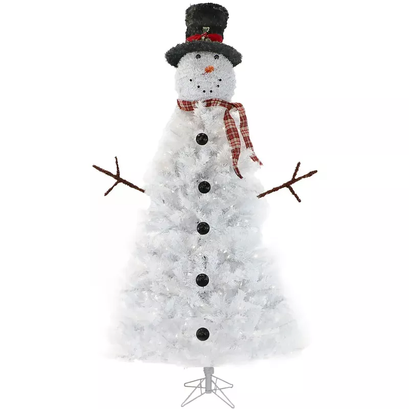 Fraser Hill Farm 7' White Snowman Character Tree - LED Lights