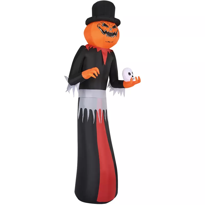 12-Ft. Tall Pre-lit Inflatable Jack-O-Lantern Man with Top Hat and Skull