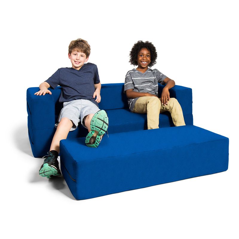 Jaxx Big Kids Convertible Sleeper Sofa & Ottoman Set - charcoal