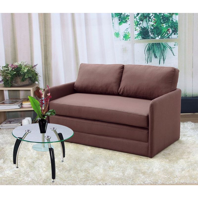 Porch & Den Claiborne Reversible 5.1 inches Foam Fabric Loveseat and Sofa Bed - Brown