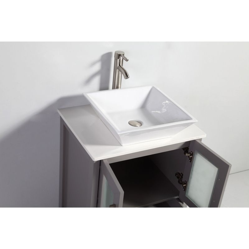 Vanity Art 24-inch Single Sink Bathroom Vanity Set With Ceramic Top - White