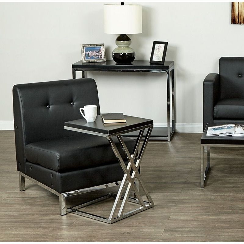 Wall Street Faux Leather Armless Chair - Wall Street Armless Chair, Smoke Faux Leather