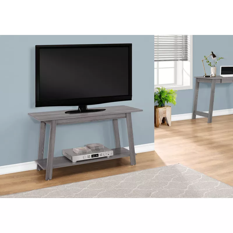 TV Stand/ 42 Inch/ Console/ Media Entertainment Center/ Storage Shelves/ Living Room/ Bedroom/ Laminate/ Grey/ Contemporary/ Modern