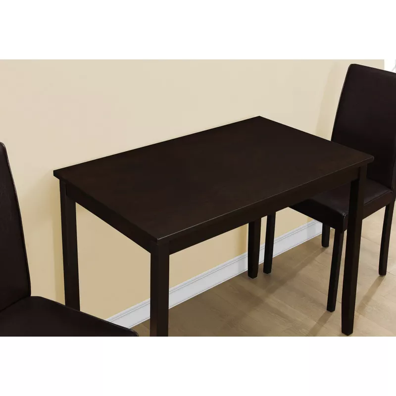 Dining Table Set/ 3pcs Set/ Small/ 39" Rectangular/ Kitchen/ Wood/ Pu Leather Look/ Brown/ Contemporary/ Modern