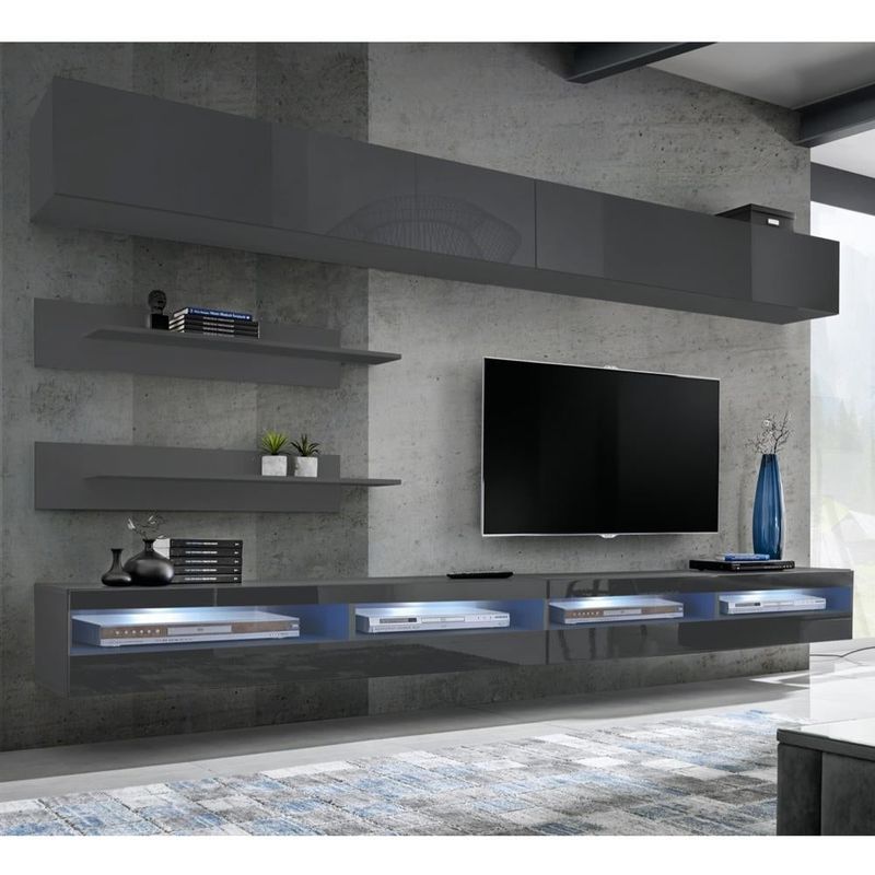 Fly I 34TV Wall Mounted Floating Modern Entertainment Center - Gray - I1