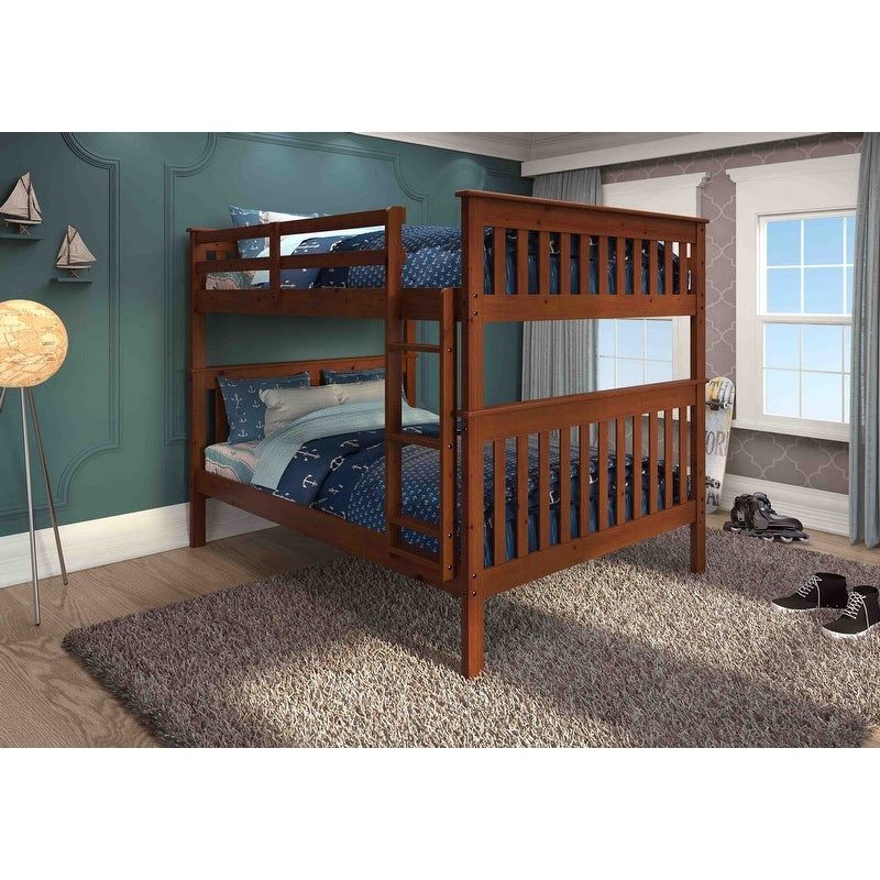 Espresso Full over Full Mission Bunk Bed with Drawers or Twin Trundle - Full - With Twin Trundle