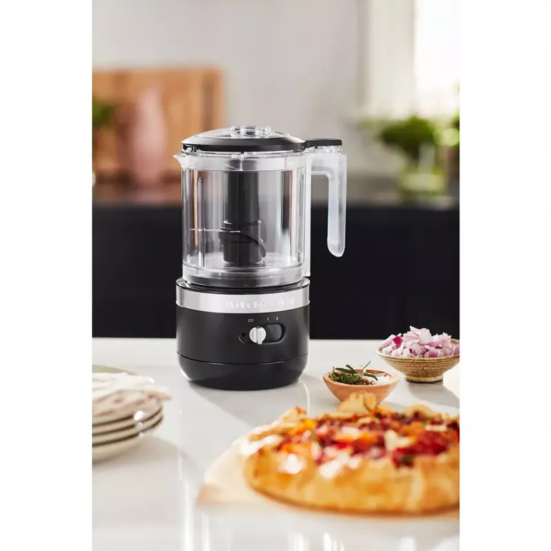 KitchenAid Cordless 5-Cup Food Chopper with Multi-Purpose Blade and Whisk Accessory in Black Matte